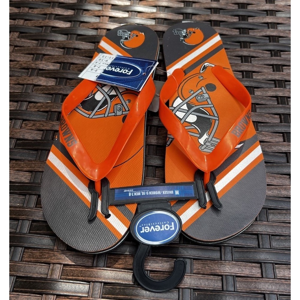 Forever Collectibles Unisex Cleveland Browns Slide Ons Flip Flops MEDIUM NEW